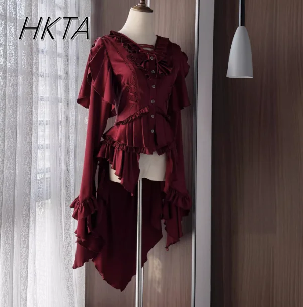 

Women Irregular Black White Blouse Gorgeous Lolita Summer New Chiffon Camisas De Mujer Punk Subculture Goth Trailing Shirt Dress