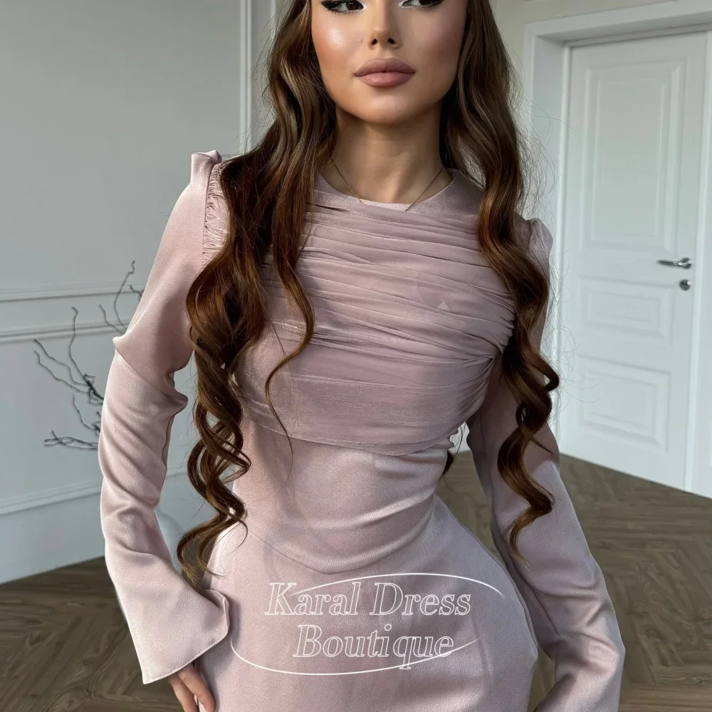 

Розовые вечерние платья с длинными рукавами и рукавами-колокольчиками в Дубае, вечерние платья из жемчужного шифона, вечернее свадебное платье 2025