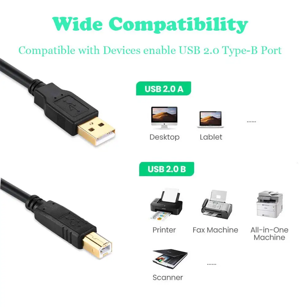 Dây Cáp Máy In Cổng USB 16.5 FT Loại A Đến B Nam Máy In Máy Quét Dây HP Canon Lexmark Epson Dell USB A Đến B Cáp Và Nhiều Hơn Nữa