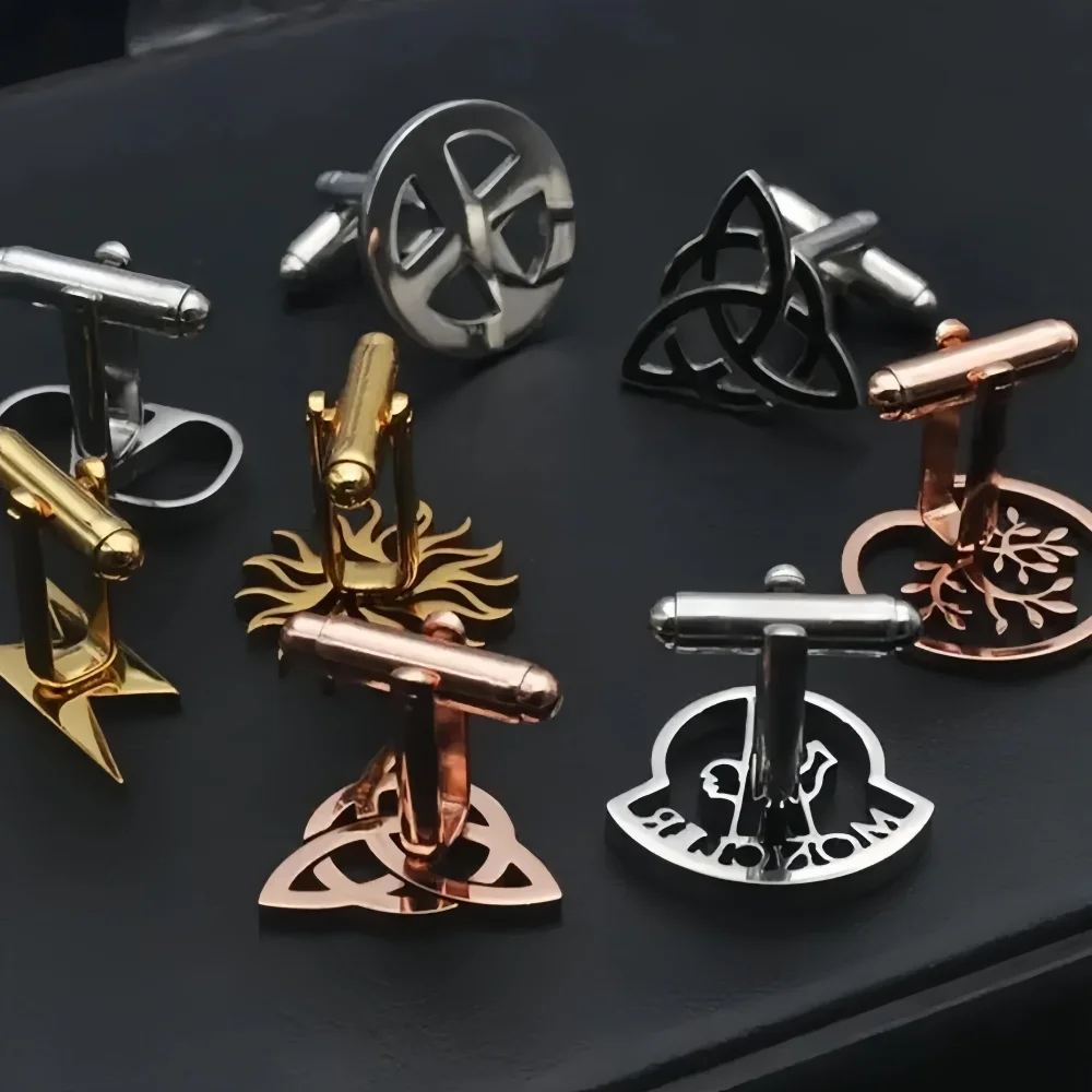 New Custom Logo Image Cufflinks Stainless Steel Suit Shirt Custom Cufflinks Personalized Jewelry Weddings Custom Gifts