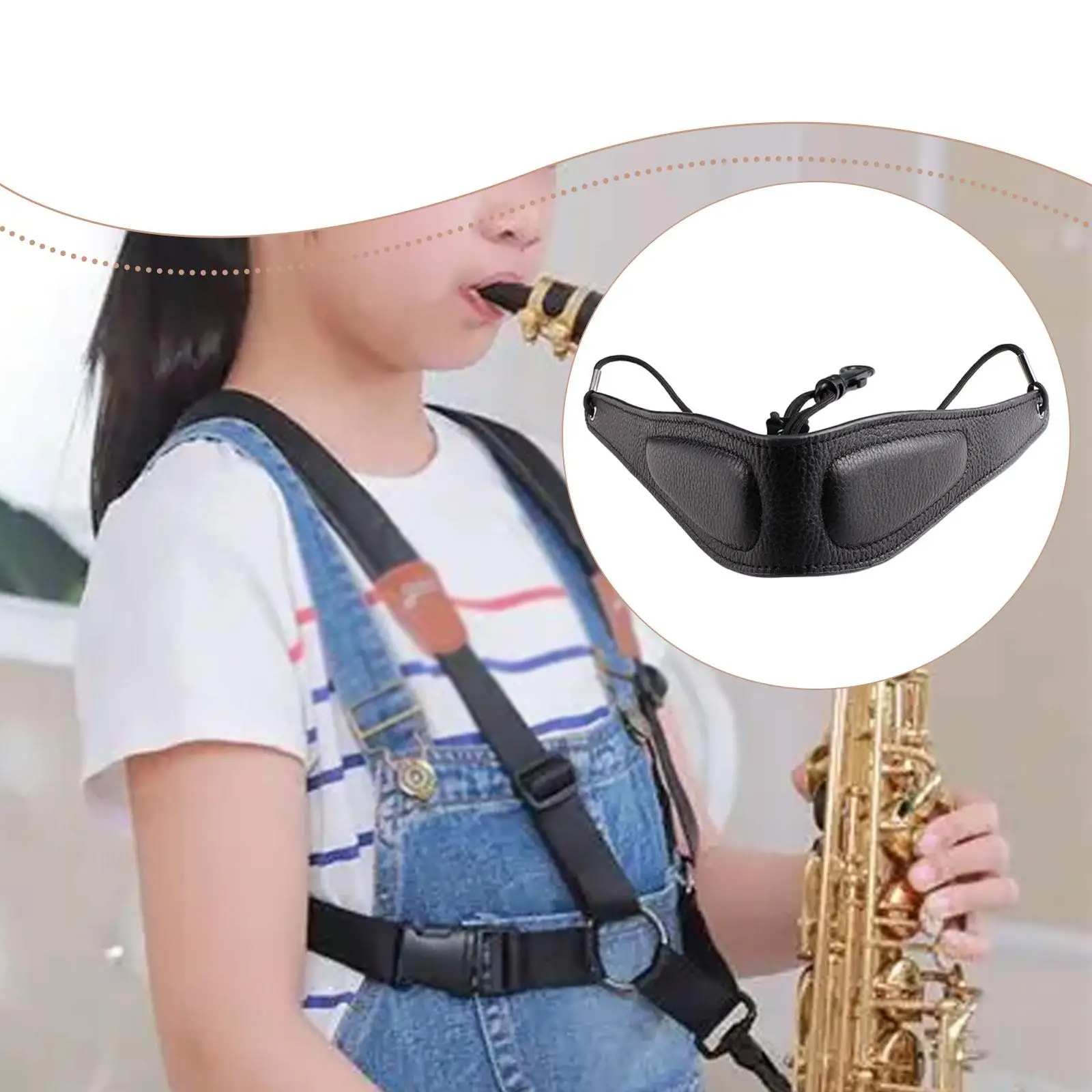 

Saxophone Neck Strap Leather Instruments Accessories Sax Neck Strap Neck Belt Padded for Beginners Baritone Alto Saxophones