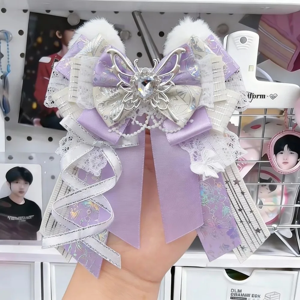 New Decorative Bow Pin Lace Bow Brooch Polyester Lace Detail Bow Accessory Handmade Colorful Ita Bag Decoration Gifts