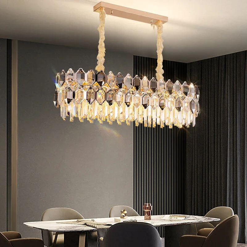REVEN Luxury Crystal Chrome Ceiling Light Designer Adjustable Luster Dimmable Chandelier Modern