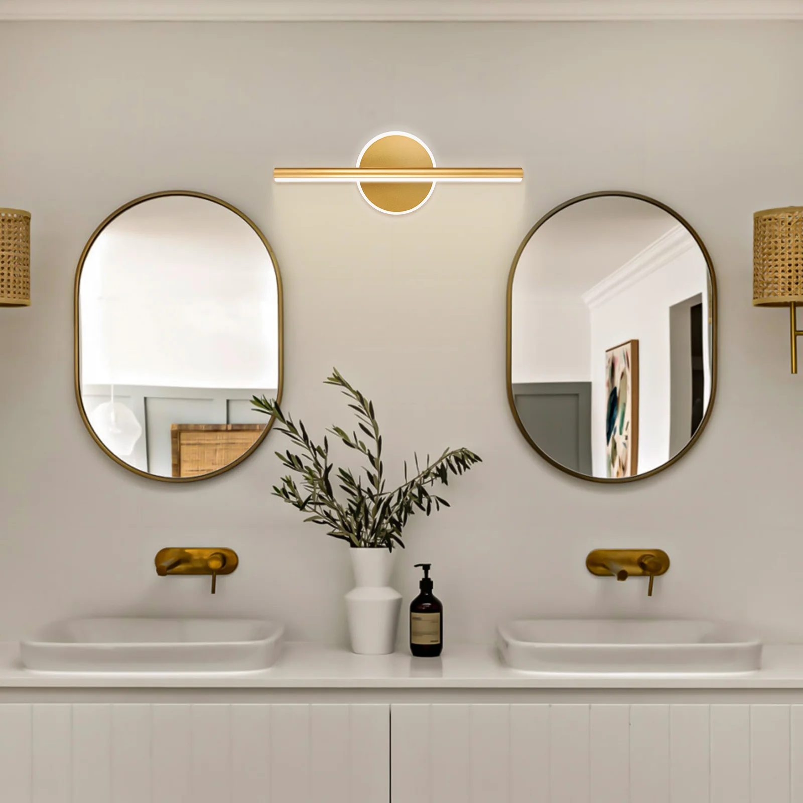 โคมไฟกระจก LED ดีไซน์เรียบง่ายทันสมัยติดตั้งง่ายแสงนุ่มนวลสำหรับห้องน้ำแต่งหน้าผนังโต๊ะเครื่องแป้งแสงในร่มไฟกระจก