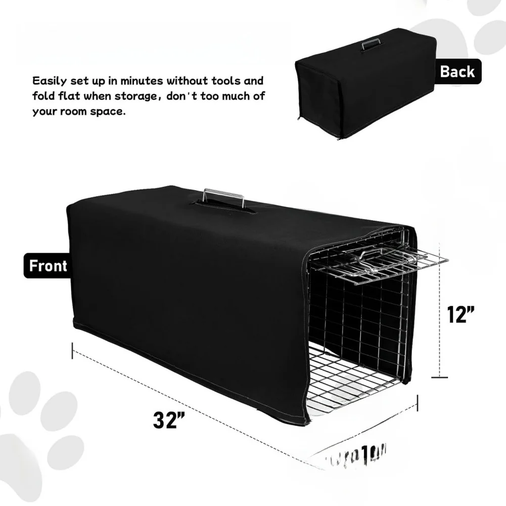Oxford Fabric Trap Cage Cover for 1 Door Humane Trap - 32x10x12 Inch Black Waterproof Outdoor Animal Trap Cover