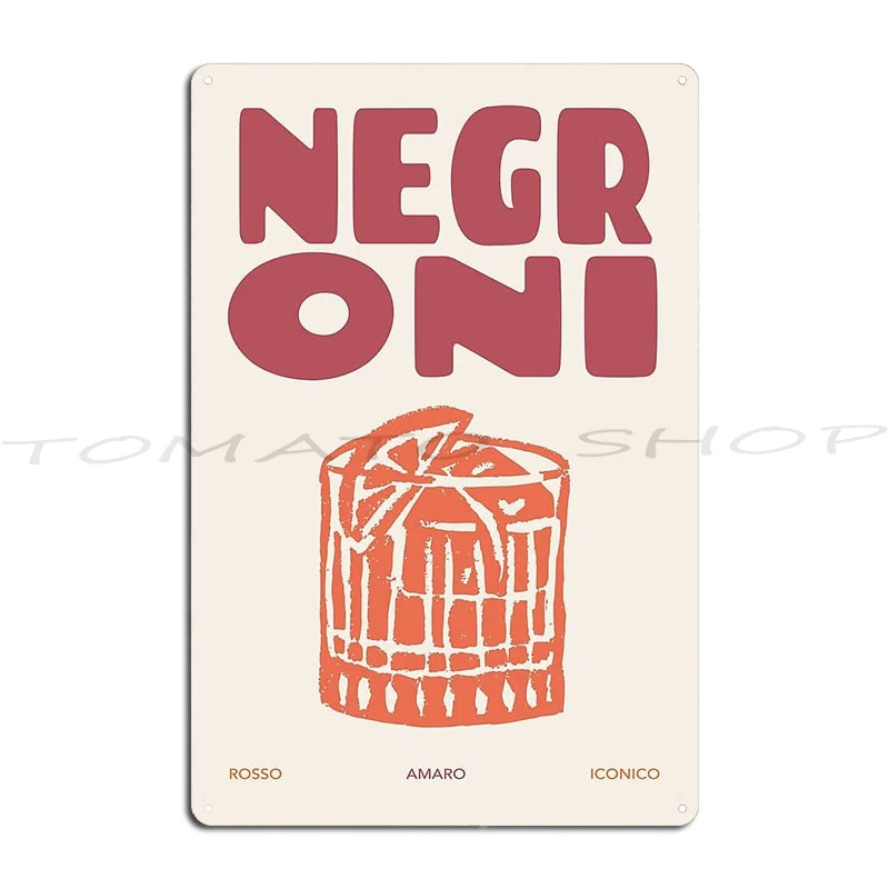 Negroni Cocktail Metal Sign Cinema Party Club Painting Wall Decor Create Tin Sign Poster