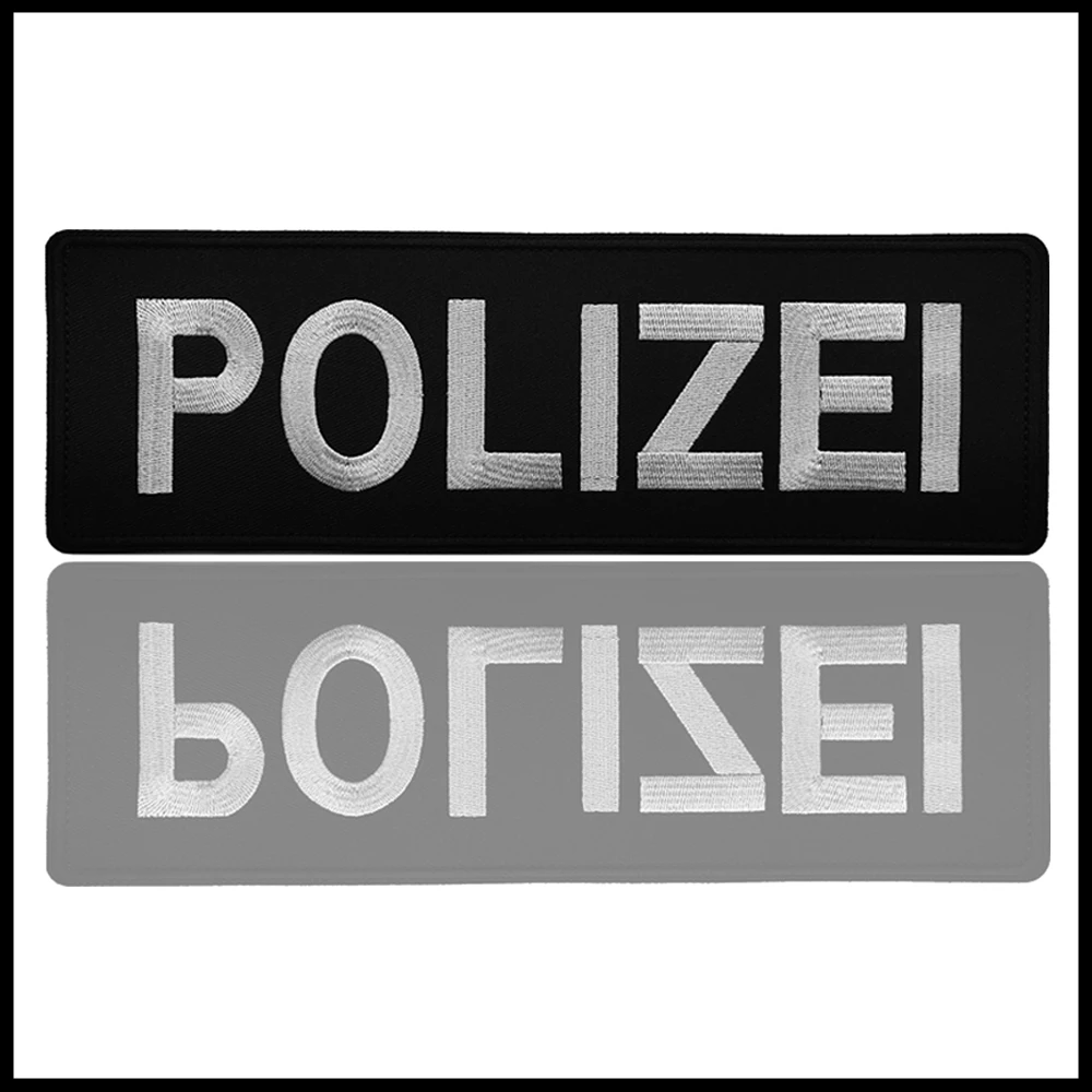 Tactical German Letter POLIZEI Security Embroidery Stuff Vest Back Label Shirt Patch Sew-on On Bag Jackets Shirt Patch