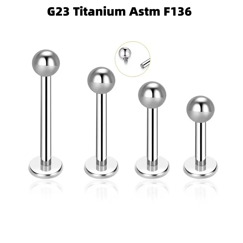 50pcs G23 Titanium Astm F136 Internally Thread Basic Ball Lip Labret Bar Ear Helix Cartilage Conch Body Piercing Jewelry