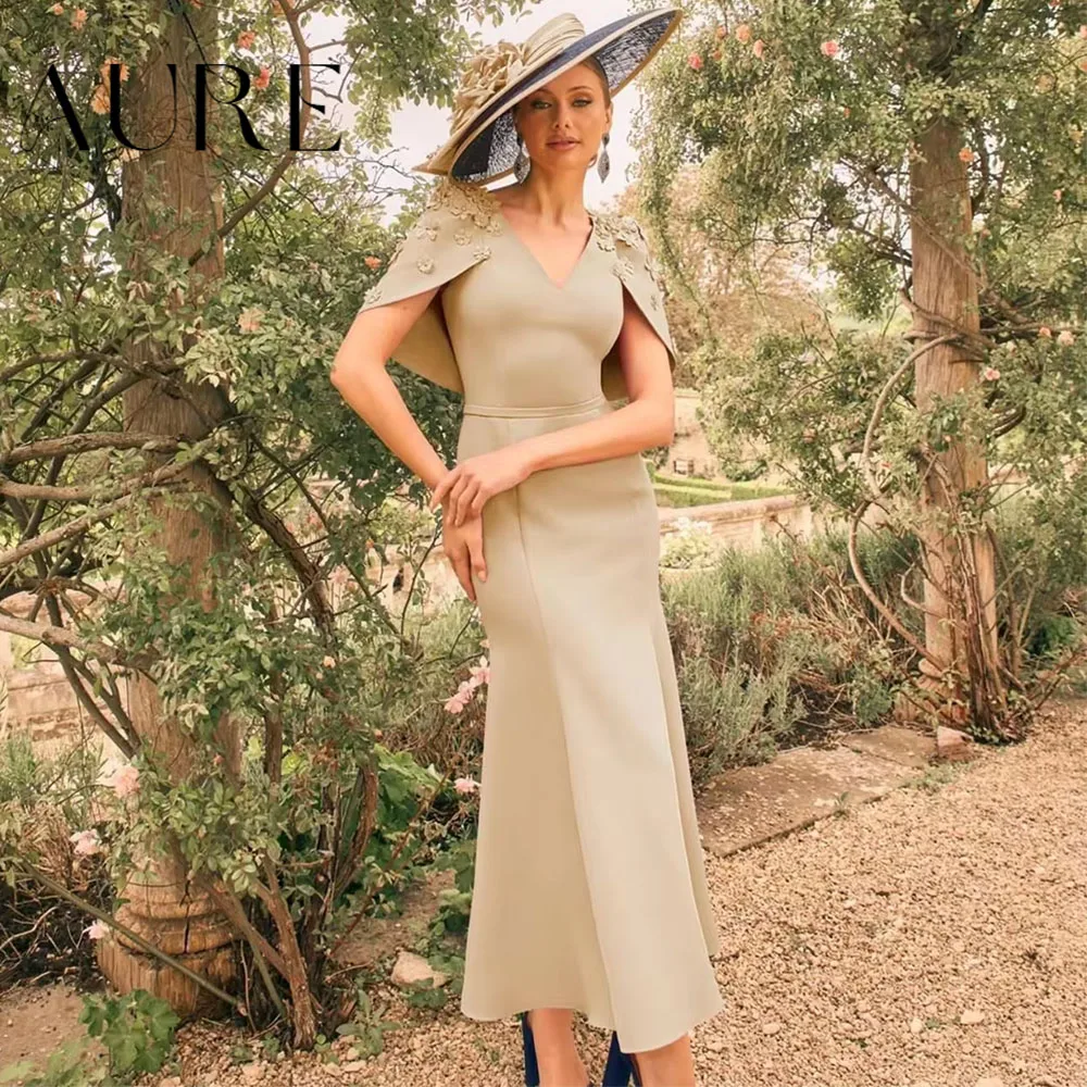 Aure Customized Appliques Floral Mother of the Bride Dresses Mermaid Trumpet Formal Evening Dress for Night Party Long Gowns