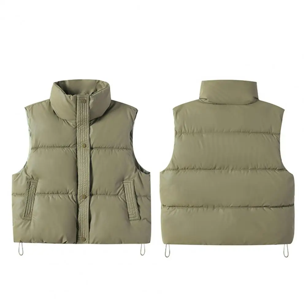 Women Button-up Vest Jacket Women's Winter Vest Coat with Stand-up Collar Zipper Closure Heat Retention Thickened for Outdoor