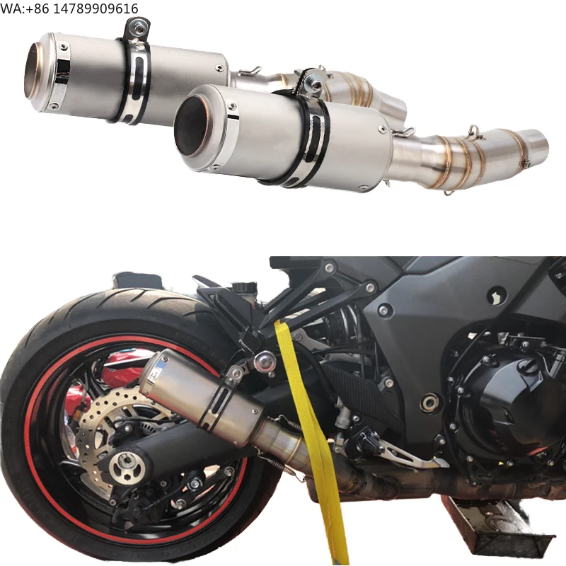 Tubo de Escape Medio para Motocross Huatai RM Performance Ninja 1000 Z1000 Z1000SX 2010-2020, Deslizable, 51 mm, Fibra de Carbono