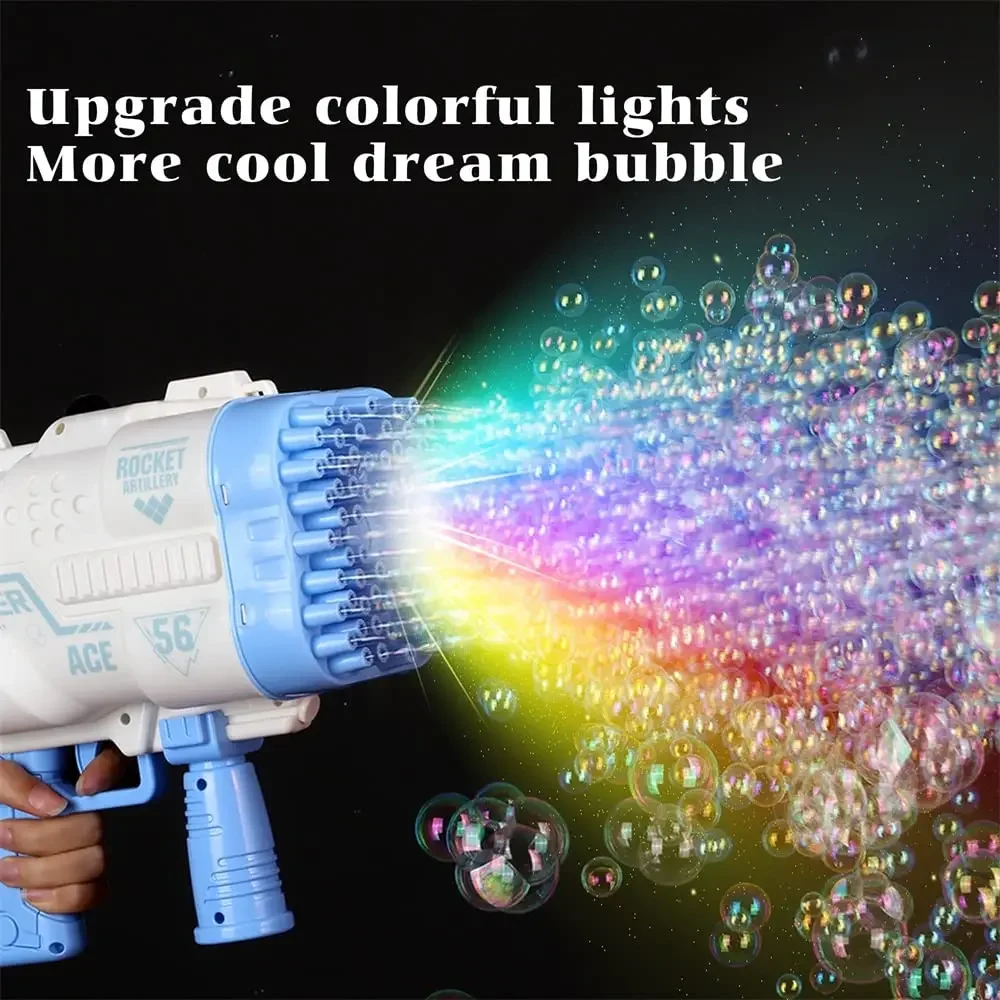 Bazooka-Bubble Rocket Machine with LED Bubble Machine, Upgrade 68 Buracos, Festa de Aniversário e Casamento, Brincar ao ar livre, Crianças e