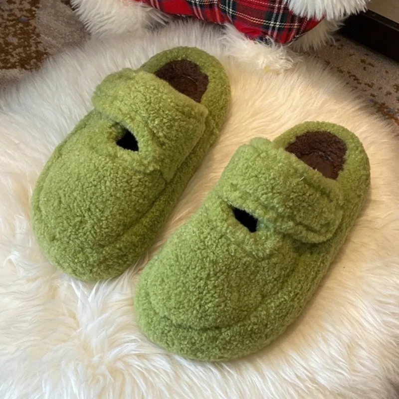 

Женские зимние тапочки на платформе, дизайнерская пушистая удобная обувь 2024, модные повседневные сандалии с открытой пяткой, новые тенденции Mujer Zapatillas