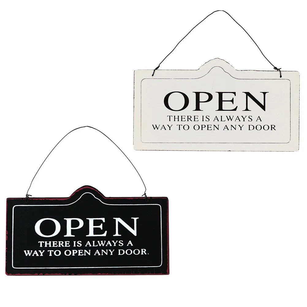 2 قطعة علامة الباب الإبداعية خشبية مفتوحة مغلقة علامة معلقة لمتجر مقهى بار عكسها نافذة الأعمال علامات ديكور خمر #6