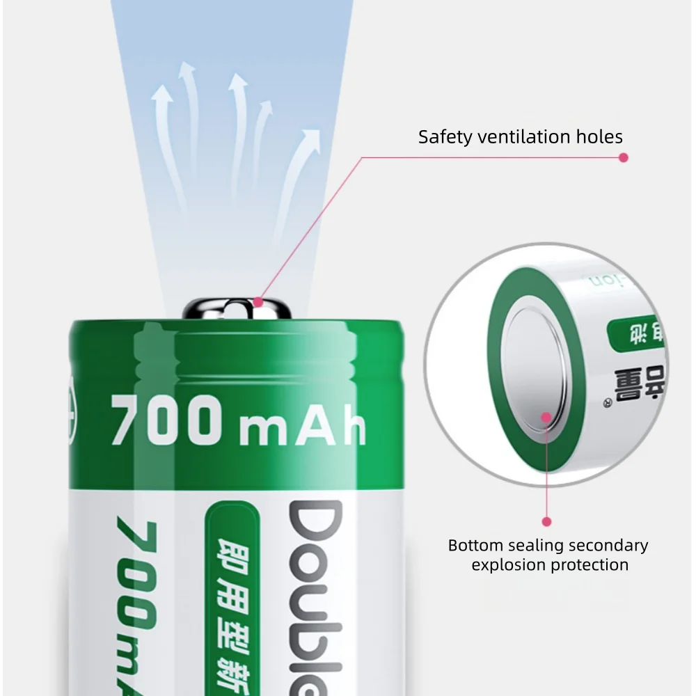 1-10PCS 700mAh Doublepow 16340 Li-ion Battery 3.7V Rechargeable Fit for Camera Accessories/Medical Equipment