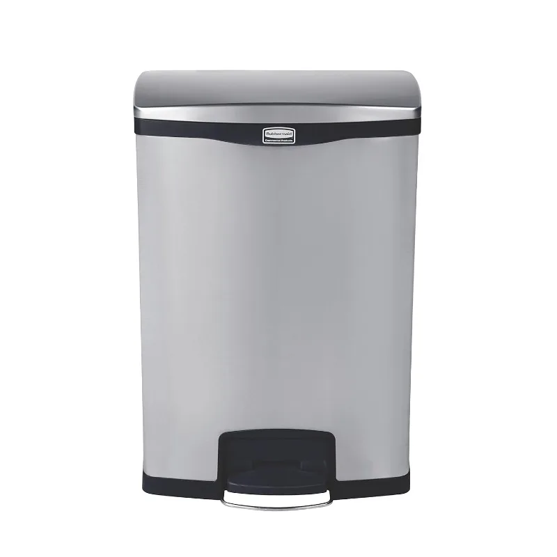 Rubbermaid Commercial Products 1902001 Rubbermaid Commercial Slim Jim Stainless Steel Front Step-On Wastebasket