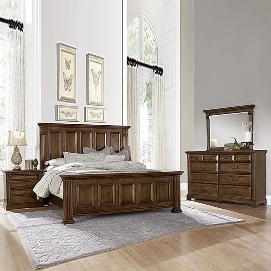 American rural solid wood double bed retro and old