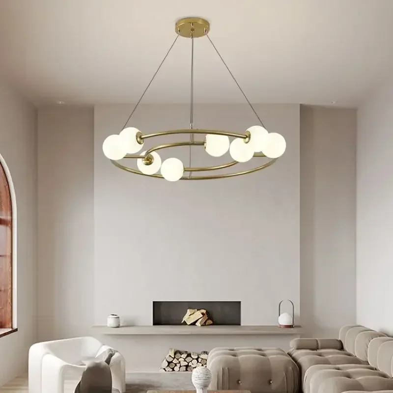 

SANDYHA элегантная современная светодиодная люстра с круглым кольцом, потолочный светильник, минималистичный дизайн для столовой, спальни, гостиной, стильный