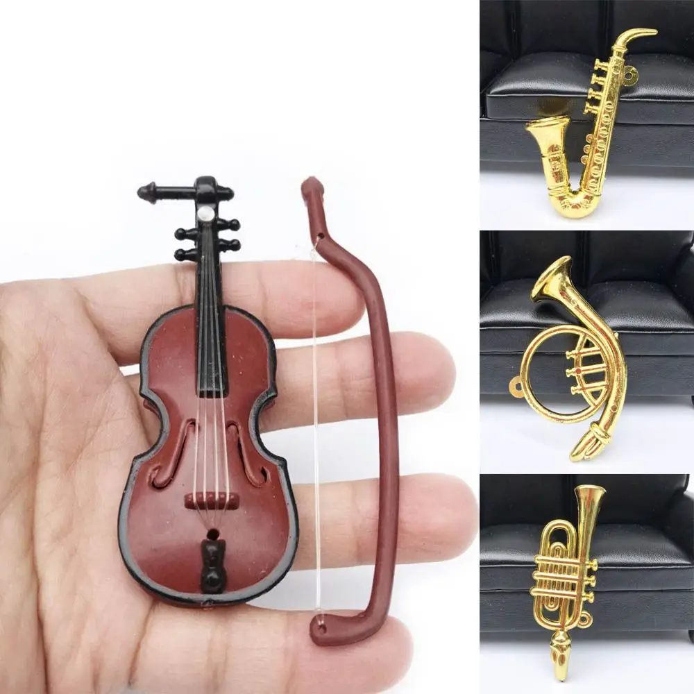 

Creative Mini Trumpet Saxophone 1:12 Dollhouse Miniature Plastic Musical Instrument Micro Model Scene Accessories