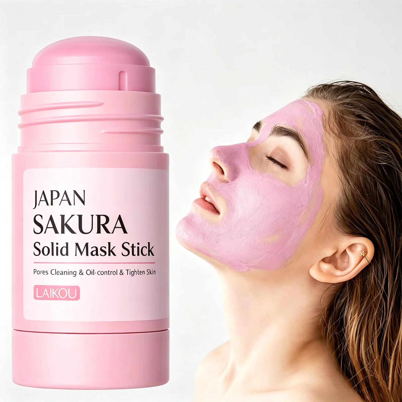 LAIKOU Sakura Solid Mask Stick 45g Deep Cleansing Blackhead Oil Control Pore Minimizing Moisturizing Tightening Facial Mud Mask