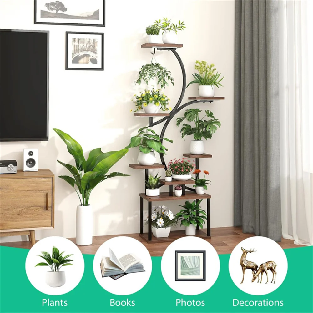 

IRON 8 Tier Plant Stand Indoor Multi-Layer Plant Stands With Grow Lights For Indoor Plants Living Room Balcony Patio