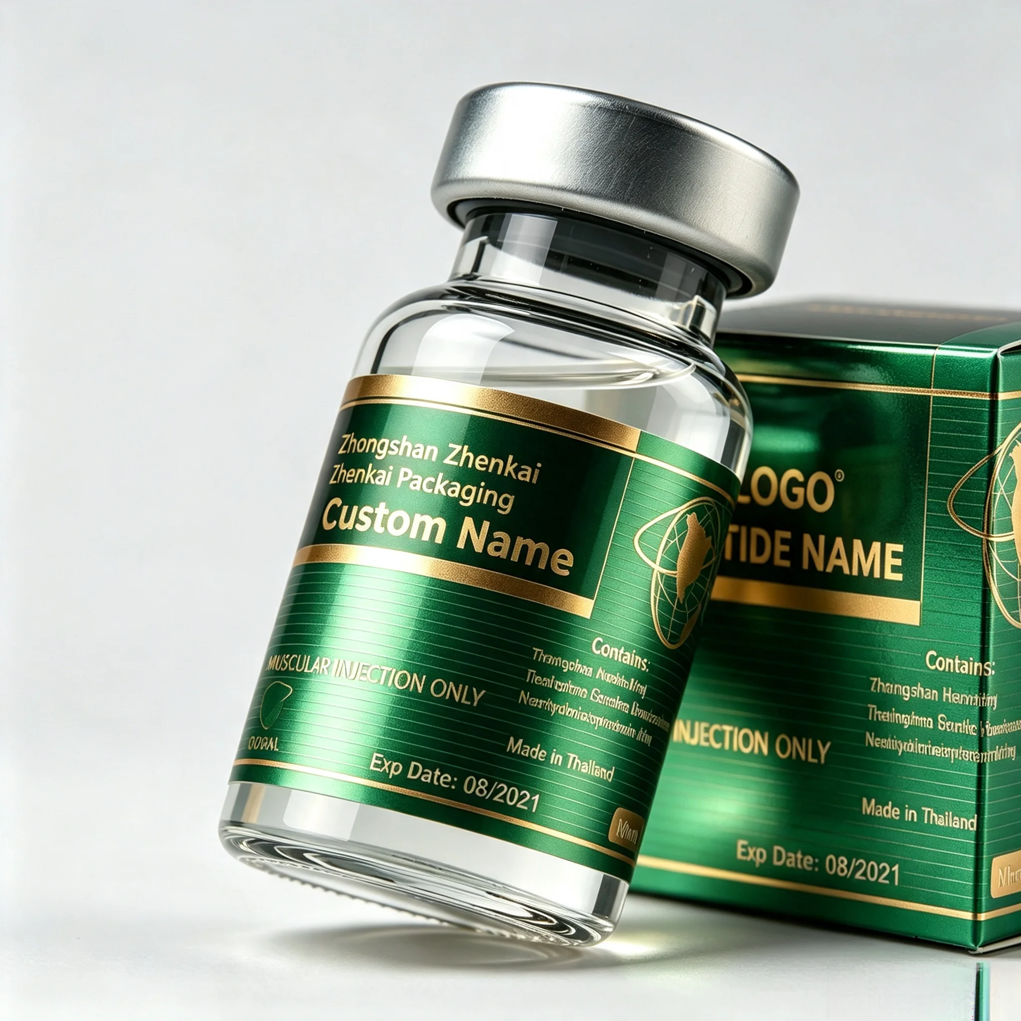 Self Adhesive Vinyl Peptide Vial Labels Custom HD Waterproof Printed Boxes Compatible With Beauty Fitness Supplement Bottles
