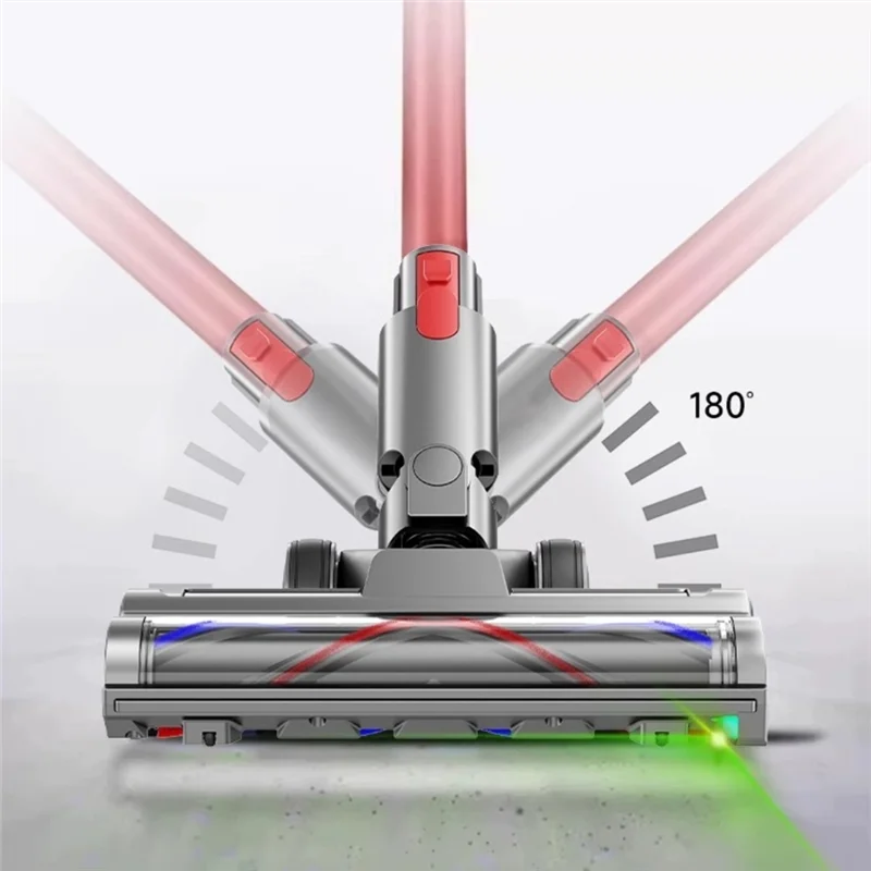 

A43F-For Dyson V7 V8 V10 V11 V15 Vacuum Attachment V Shape Bristle Roller Brush Head With LED Dust Lights Switch Lock Kit