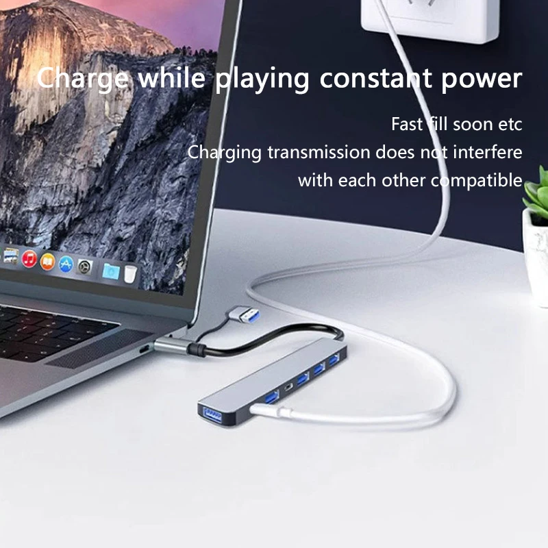 Station d'accueil 7 en 1 USB2.0 type-c, double connecteur, extenseur d'ordinateur, Hub multi-interface Compatible Windows MacOS Linux Android