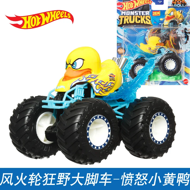 Original Hot Wheels Car Monster Trucks 1/64 Toys for Boys Diecast Race Ace Big Foot Flints Tones Totaled Chevrolet Pickup Gift