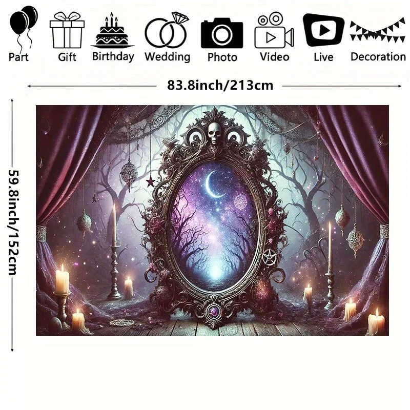 Mystical Gothic Galaxy Tapestry Wall Hanging Cosmic Celestial Witchy Decor Dark Space Art for Bedroom Bathroom