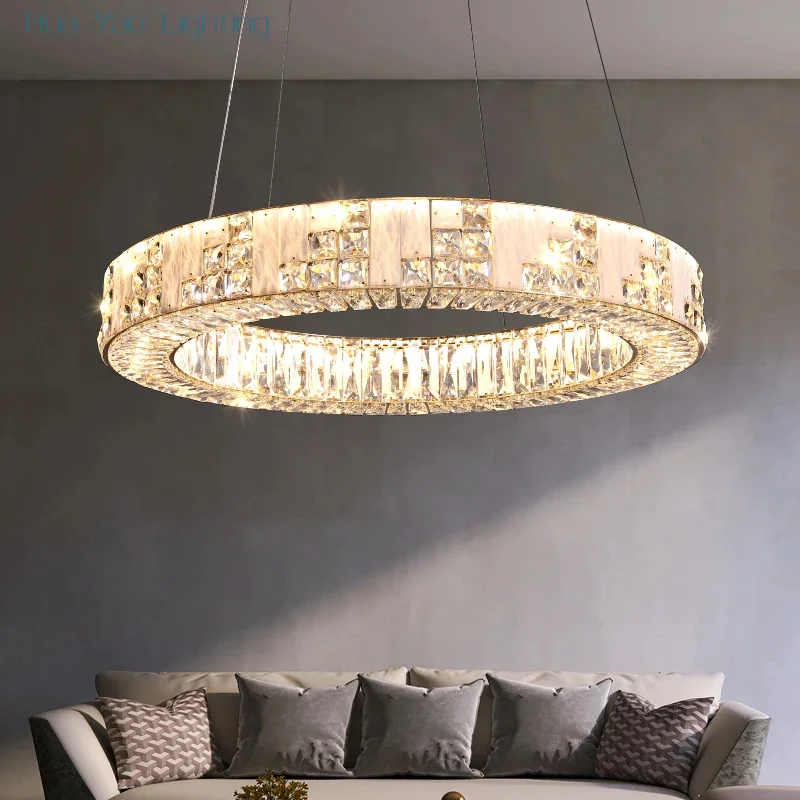 

Light Luxury Living Room Chandelier Crystal Marble Living Room Light Modern Simple High-End Creative Personality Bedroom Dining