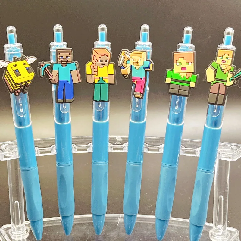 

6pcs new Minecraft neutral pen game, Steve Block Man with black 0.5s pen