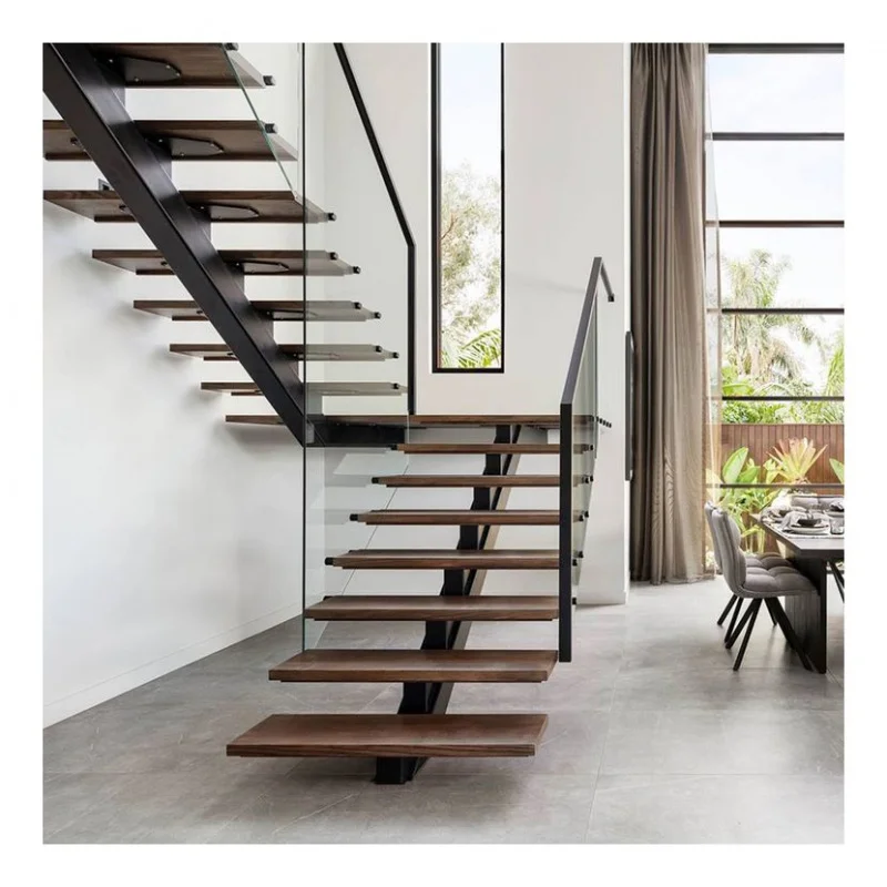 custom.Indoor U-shaped Solid Wood Straight Staircase Designs