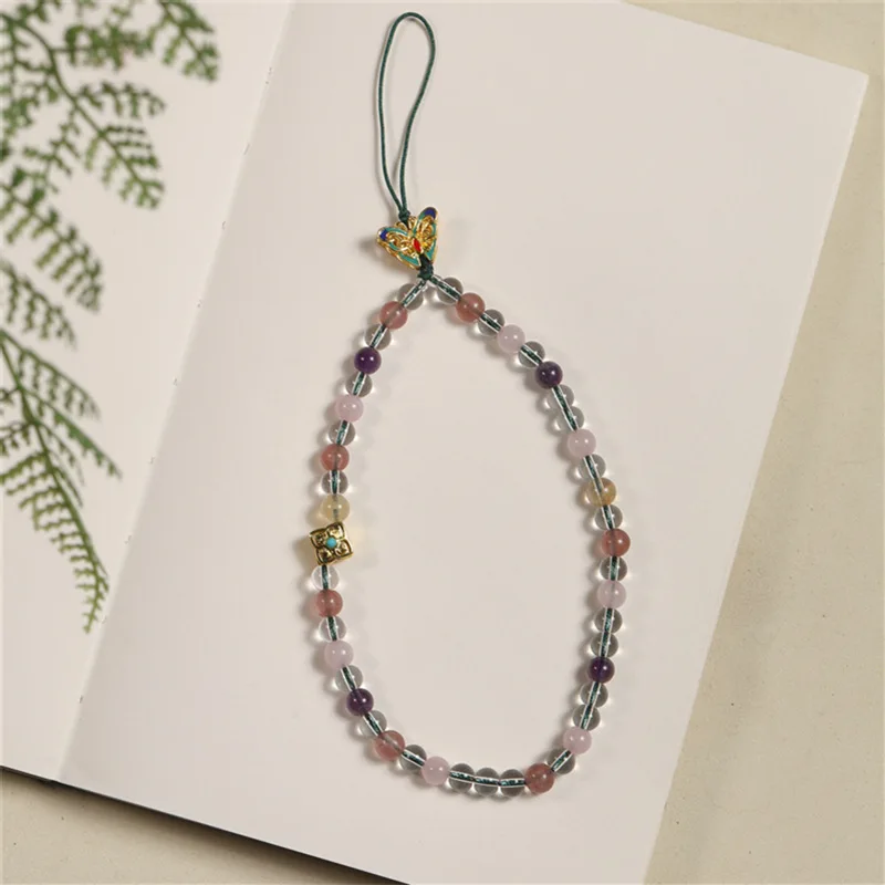 

Colorful Crystal Mobile Phone Chain Premium Wrist Strap Handmade Lanyard Bead Pendant Accessory
