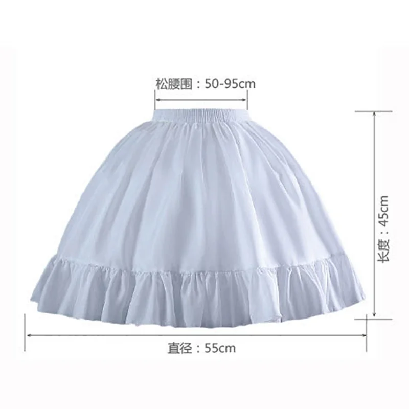 Women Girls Crinoline Short Petticoat 2 Hoops Victorian Skirt Ball Gown Elastic Waist Underwear Half Slip Underskirt