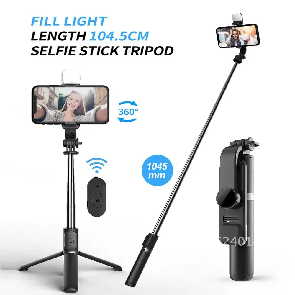 New Selfie Stick with Wireless Bluetooth Remote Portable Extendable Selfie Stick Tripod with Light for IOS Android Smartphone