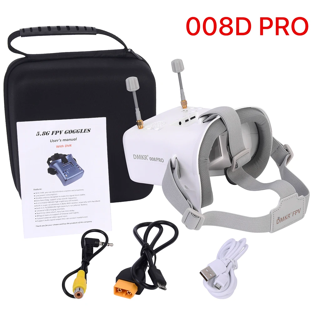 Occhiali 9IMOD 5.8G FPV VR 008D 008DPRO Occhiali FPV 40CH da 4,3 pollici con DVR per drone da corsa