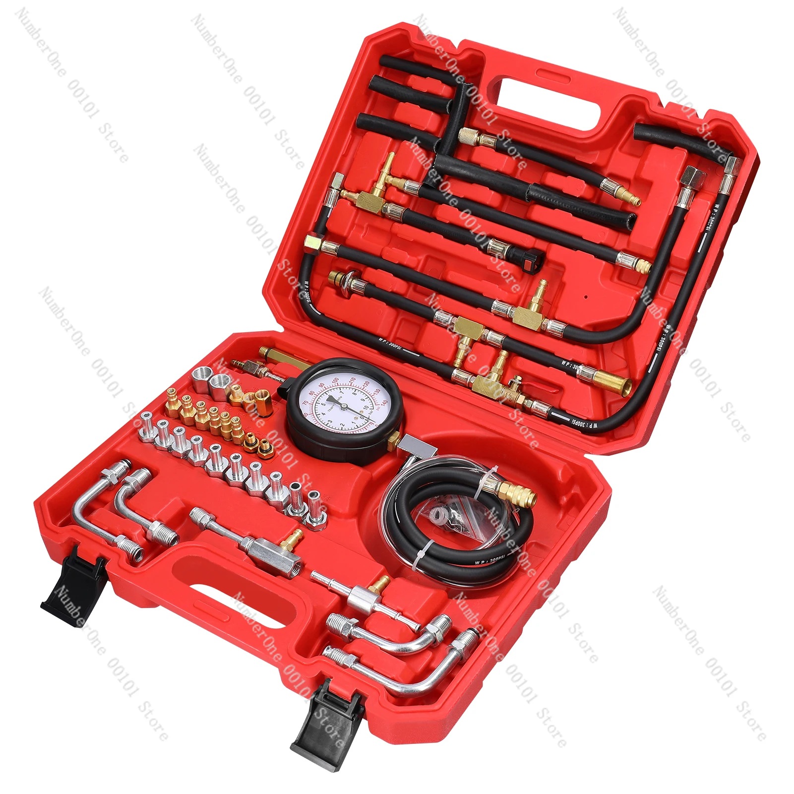 0-140PSI/0-10Bar Fuel Injection Pressure Kit Fuel Injector Pressure Tester Gauge Kit Gasoline Fuel Oil Injection Test Tool Set