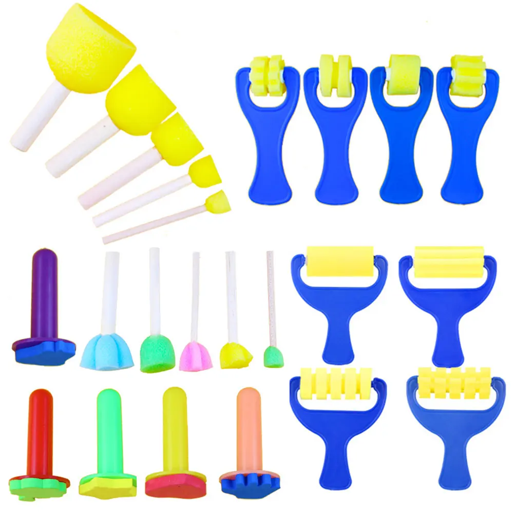 Children Toddler Sponge Stamp Brush Kits Flower Drawing Toys for Children Paint Educational DIY Art Craft Creativity Draw Tools