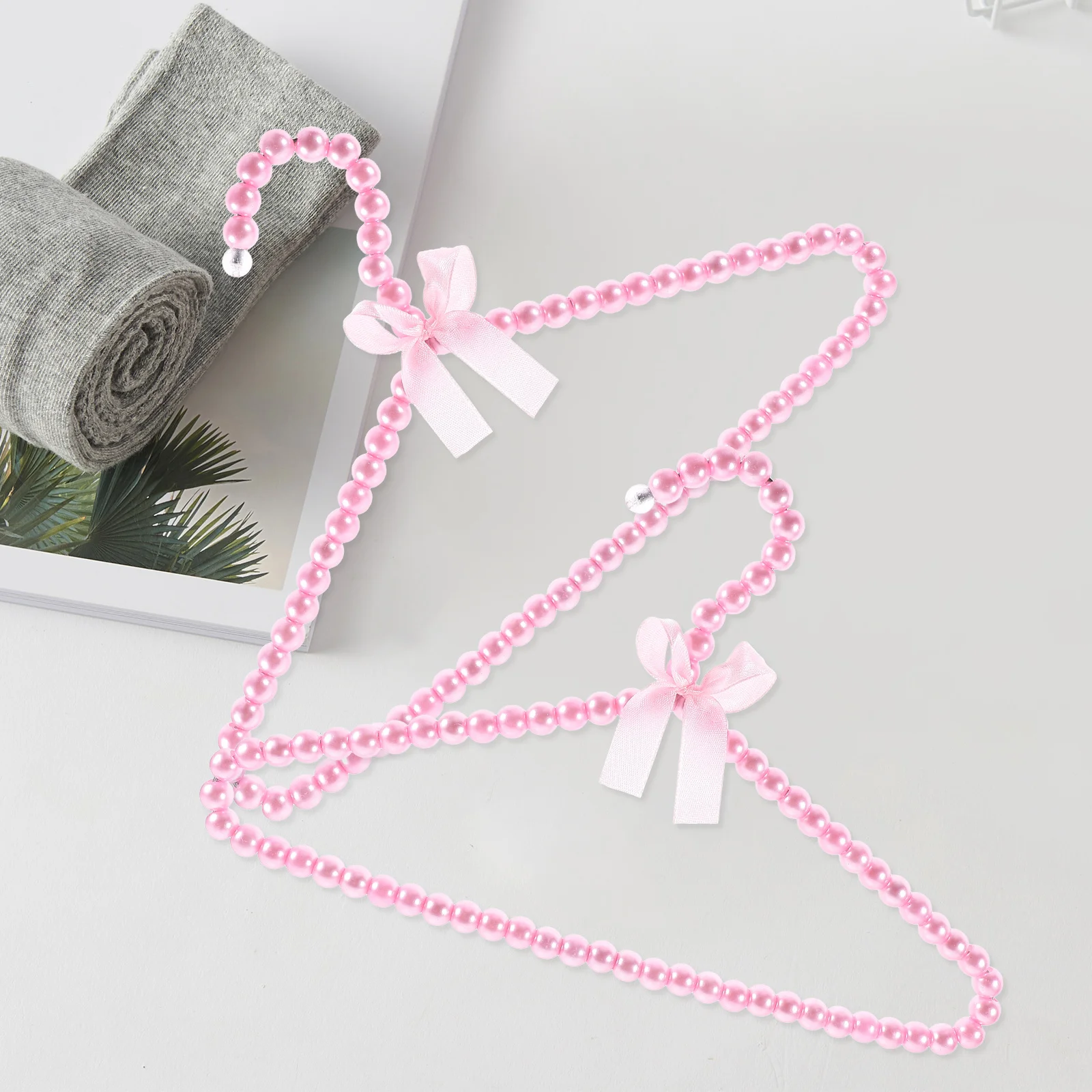 

2pcs Mini For Pearl Beaded Clothes Hangers Small Closet Organizer Clothing Hangers Plastic