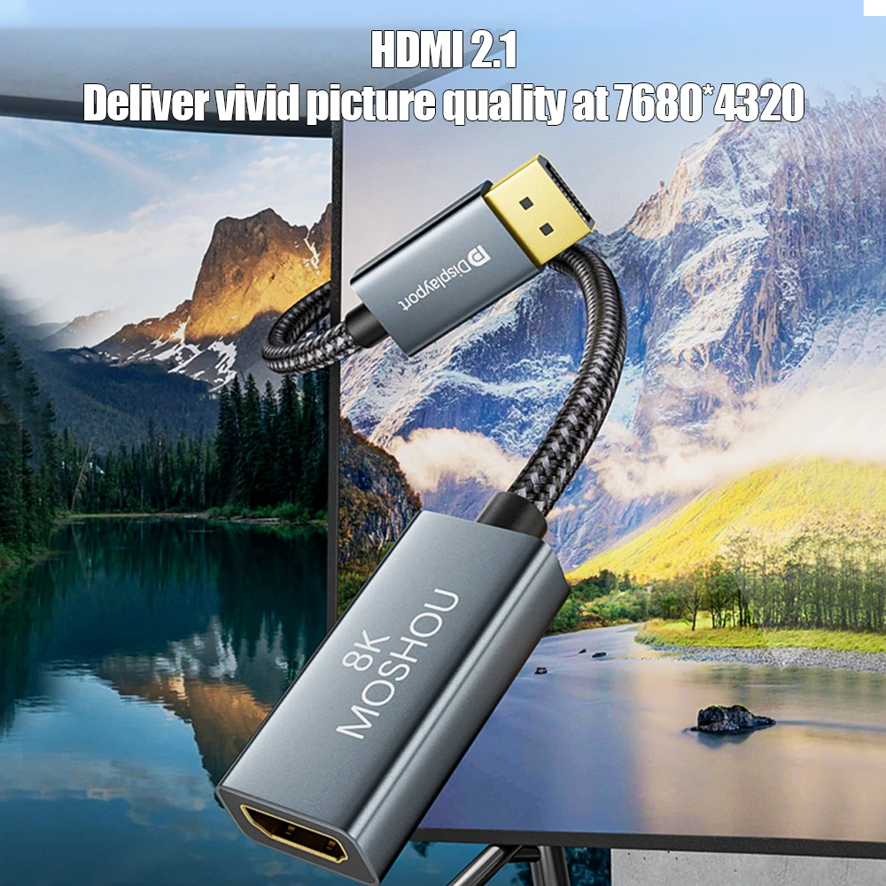 DisplayPort 1.4 na Adapter HDMI DP 1.4 na HDMI 2.1 Ultra HD 8K6 0Hz kabel męski na żeński konwerter dla RTX 3080/3090 RX 6800/6900