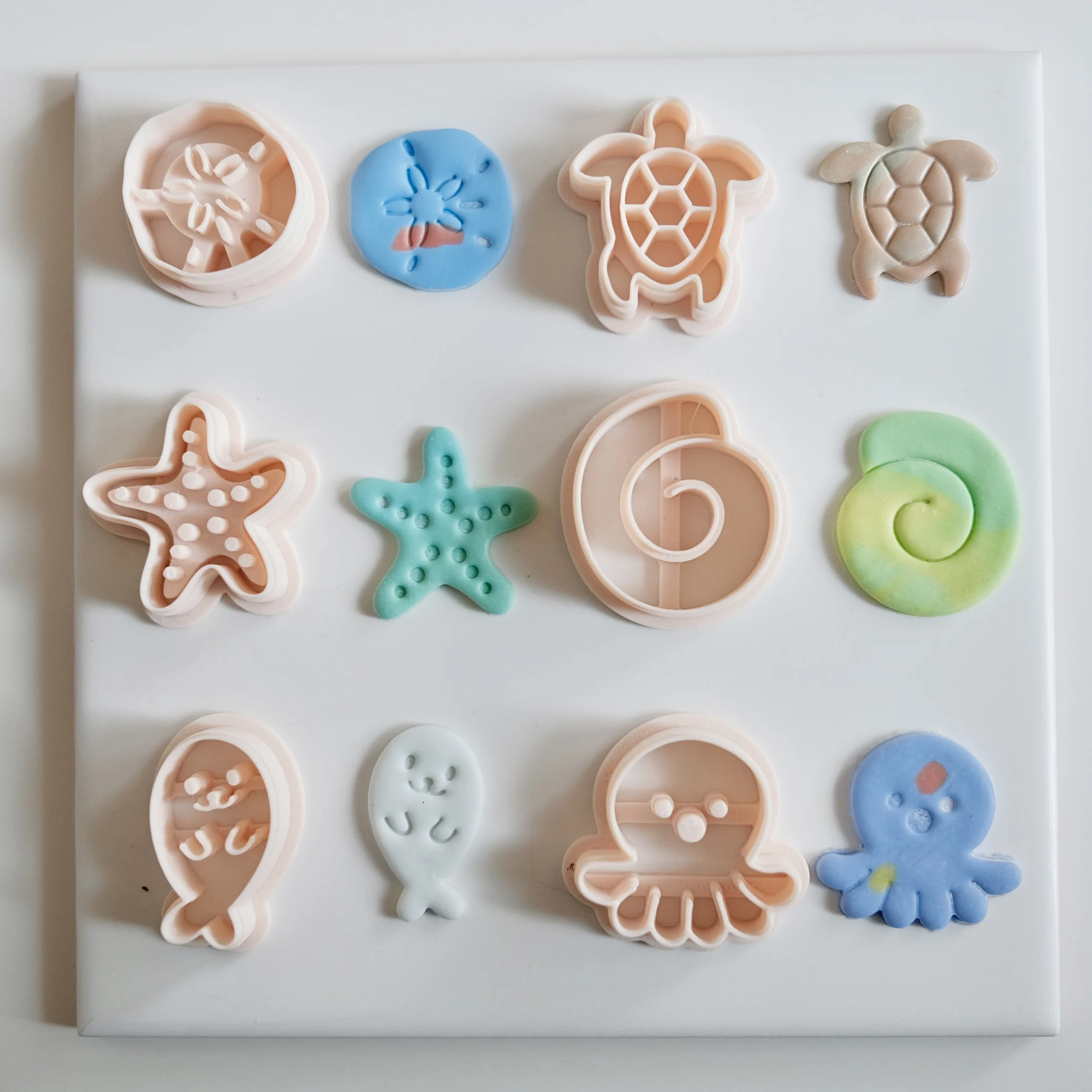 Ocean Inspired Clay Earring Molds Seaturtle Starfish Conch Sea Lion Octopus Shape High-Precision Craft Cutters for Soft Ceramics