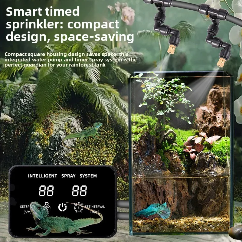 Rainforest terrarium mini misting system dual nozzle for lizard tree frog reptile humidifier spray