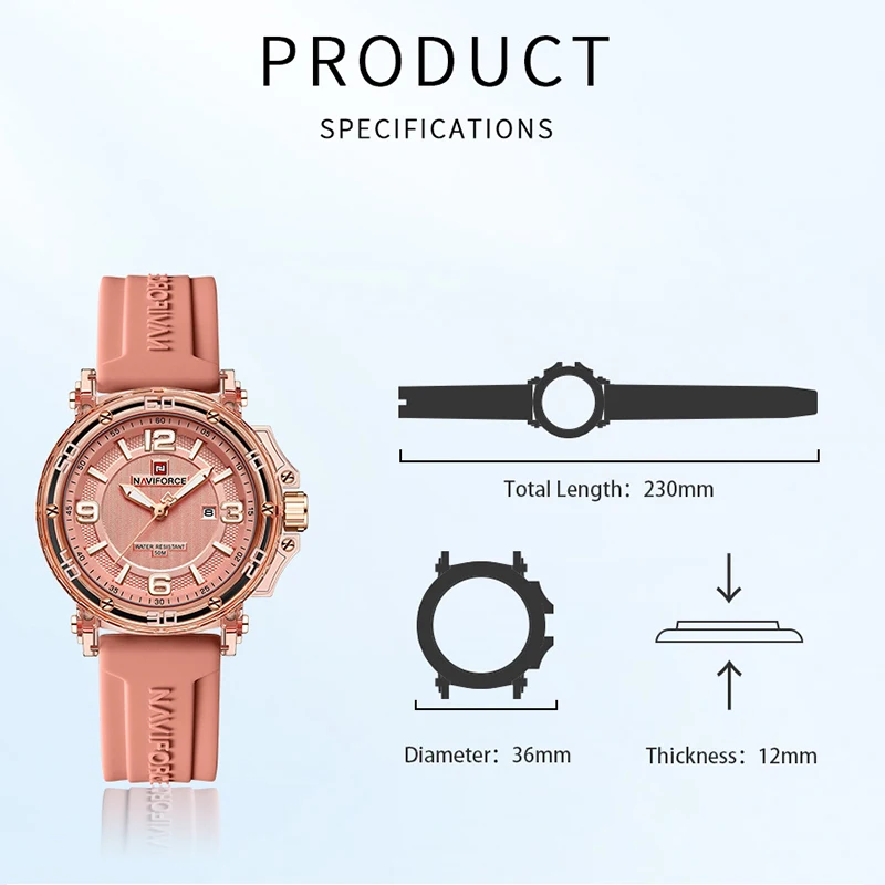 Top Brand NAVIFORCE Waterproof Quartz Movement Women's Clock Elegant Silicone Luminous Display Strap Ladie's Watches Gifts 2025