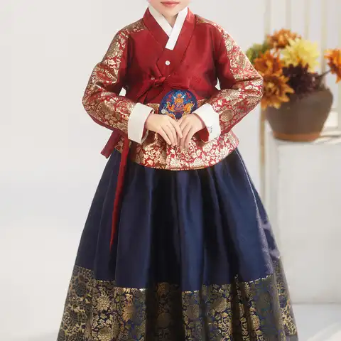 Korean Ethnic Style Traditional Embroidery Costume Girl Dress Hanbok Palace Classical Dance Performance Children Hanbok Set