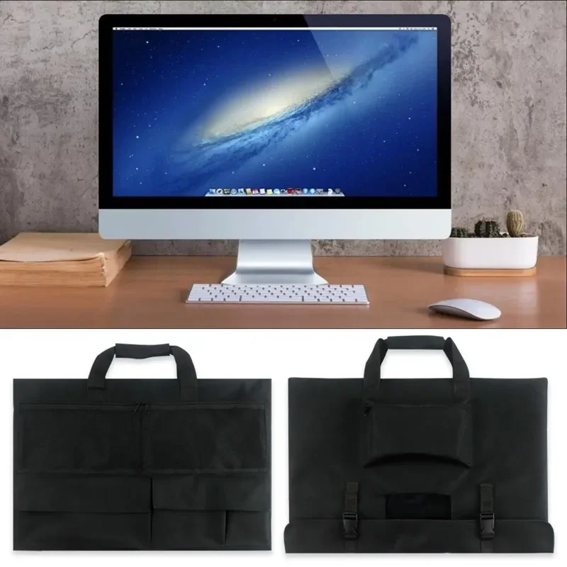 Estojo de transporte para viagem, tela de 24 espaços, monitor de computador, proteção para acessórios de mesa imac, bolsa de transporte de tela, armazenamento ba