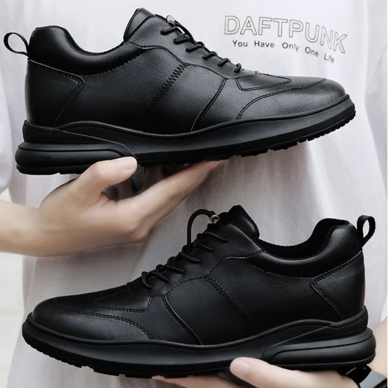 Sneakers Men Elevator Shoes Fashion Soft Leather Heightening Shoes For Men Hidden Heels 10CM 8CM 6CM Sports Casual Height Shoes