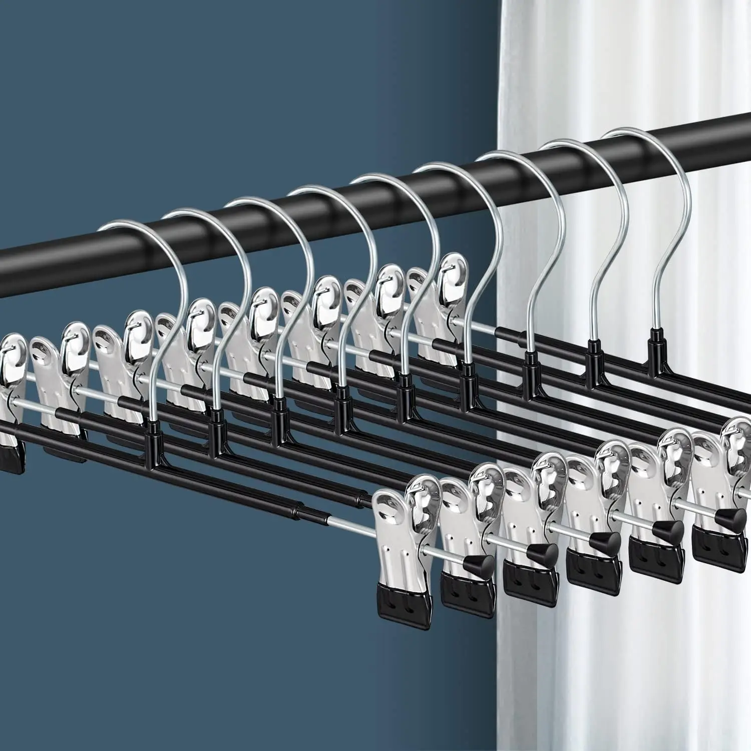 20 Pack Heavy Duty Metal Pants Hangers with Clips, Non-Slip Space Saving for Jeans and Shorts