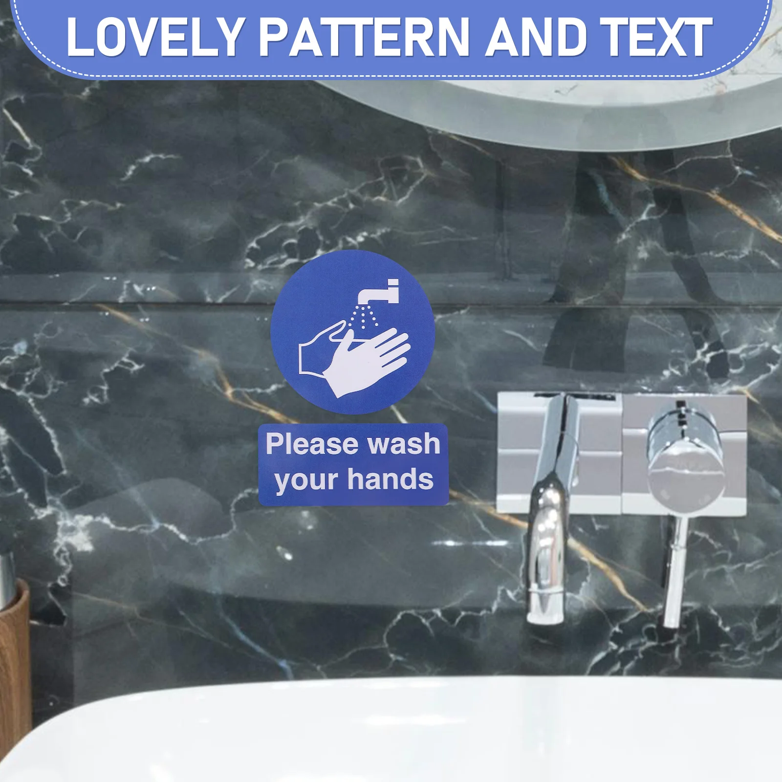 Hand Washing Stickers Notification Hands Decal Instruction Placard Sanitize Sign Tag Staff