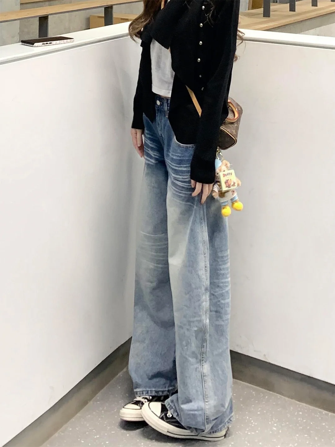 

Retro High Waist Wide Leg Jeans Women's Slim Fit American Style Washed Vintage Summer New Arrival Denim Pants Casual Pure Color